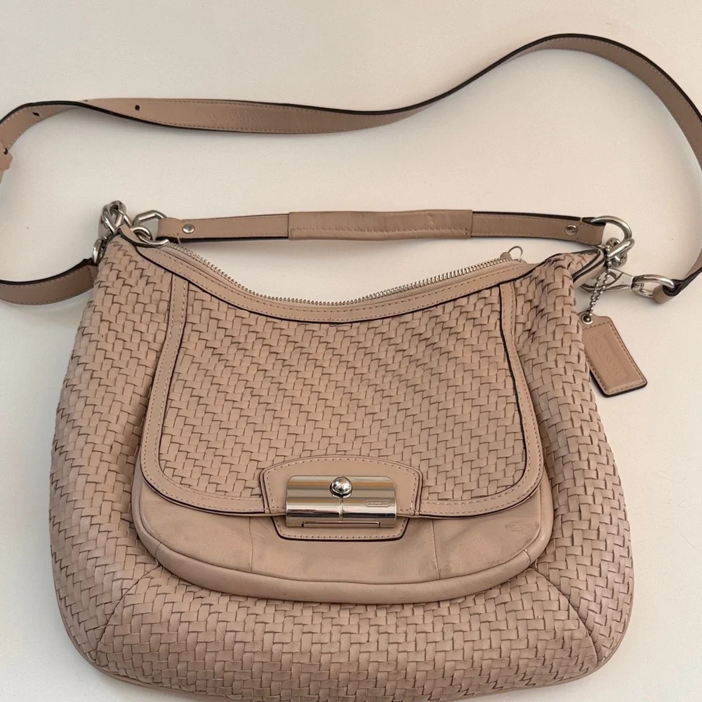 Coach Leather Kristen Woven Purse Bag L1169-19314 in taupe - Picture 4 of 6